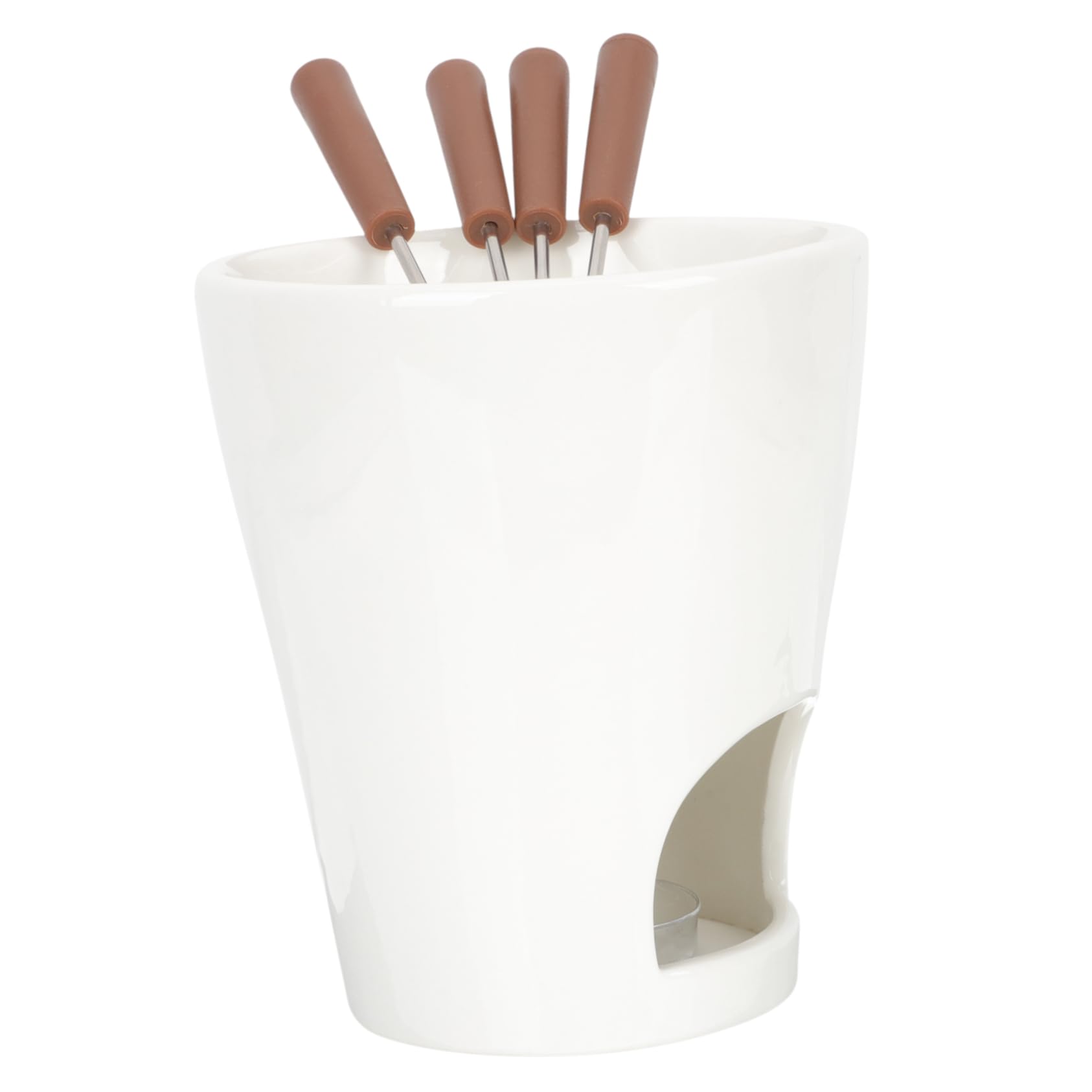 Cabilock 1set Ceramic Fondue Melting Pot for Melting Cheese Butter and Candies Tea Candle Heat Source Easy to Clean and Compact for Storage