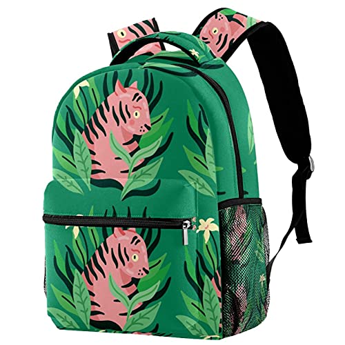 Sac à dos décontracté pour ordinateur portable homme femme imprimé feuilles vertes