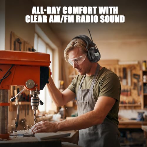 Image of Gardtech Bluetooth 5.3 AM /FM Radio Hearing Protection,29dB SNR Safety Earmuffs with Digital Display, Rechargeable Noise Cancelling Headphones for Mowing, Workshops and Snowblowing Black