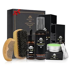 Beard Care for Men & Beard Grooming Kit with Beard Balm, Beard Growth Oil, Beard Brush, Beard Conditioner Shampoo, Beard Comb, 100% Natural Gift Set for Men Dad Boyfriend