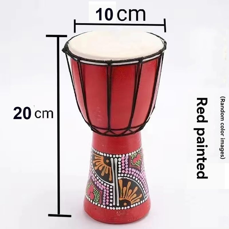 4" Compact African Drum Djembe Bongo Musical Instrument Hand Percussion with Pattern for Children Family Entertainment Friends Meeting Festival Party Light Portable Stu