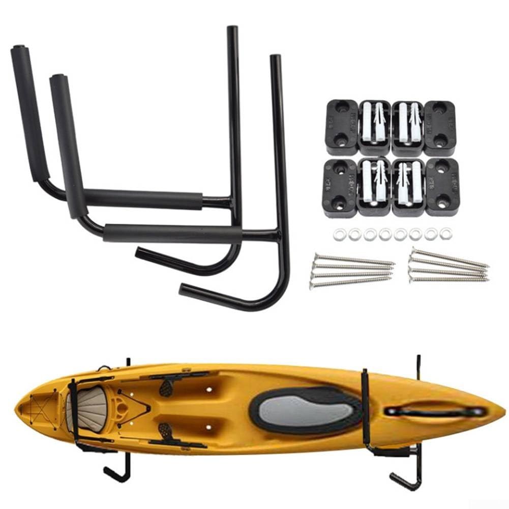Wandhalterung für Kajak, robust, Eisen, Lagerregal für Kanus, Surfbretter, Paddel, Garage, Schuppen, Halterung, Schwarz, 42 x 38 cm, 2 Stück