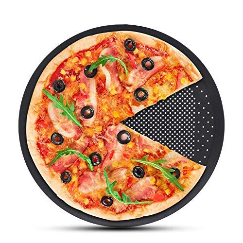Pizza Baking Sheet, Segarty 15 inch Round Pizza Pan with Holes, Perforated Pizza Crisper Cooking Pan, Steel Pizza Tray for Oven, Kitchen Bakeware Tools for Home & Restaurant