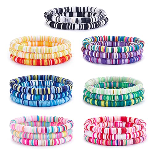 Ornaland 20 PCS Heishi Surfer Bracelets Set Polymer Clay Heishi