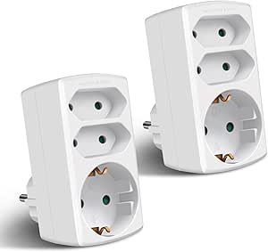 Mehrfachsteckdose Mit 3 Anschlüssen | Flachstecker & Drehbar | Ideal Für Reisen