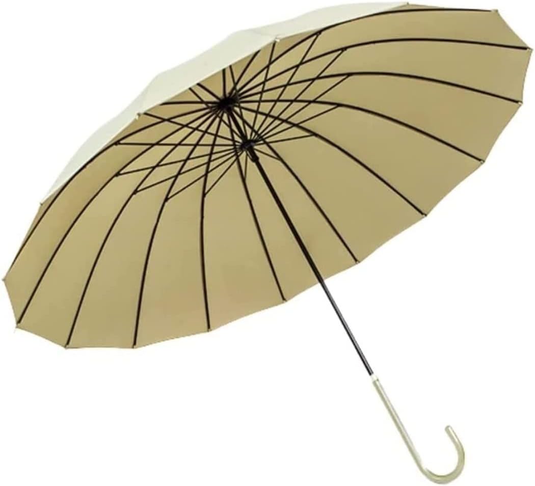 Car Umbrella Travel Umbrella Golf Umbrella Windproof 16 Bones Stick Umbrella with Ergonomic J Handle Solid Color Simplicity Auto Open Cane Umbrella Umbrellas for Rain Windproo (Color : Black)