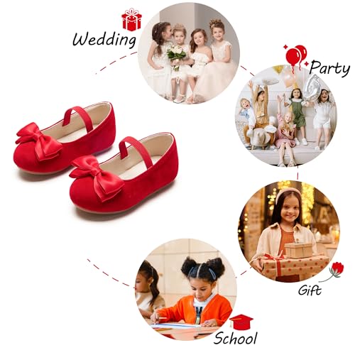 Image of PHIRAMIN Toddler Flower Girl Dress Shoes - Little Girl Ballet Flats Bow Wedding Party