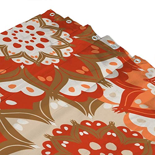 Rideau de douche fleurs orange 168x183 cm lavable CHEHONG - 4