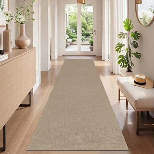 SHACOS Teppich Läufer 80x245 cm Läufer Flur rutschfest Teppichläufer Flurläufer Küchenteppich Waschbar Flur Teppich Läufer für Eingang, Küche, Wohnraum, Braun