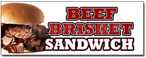 36" Beef Brisket Sandwich Decal Sticker Slow Cooked bar b que Texas Smoked