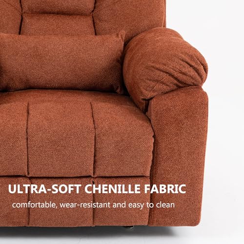 Image of 4 Motor Power Lift Recliner Chair for Elderly, 400LBS Big Man Oversized Lay Flat Recliner with Massage Heat, Zero Gravity Electric Lift Chair, Adjustable Headrest, Cup Holders, Orange