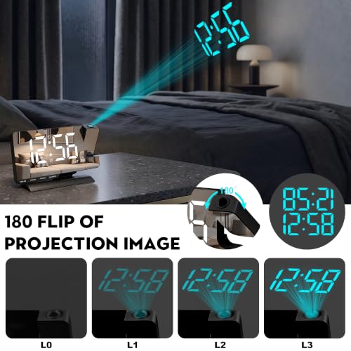 SZELAM Projection Alarm Clock with Dual Alarms,Mirror Alarm Clock Bedside - Image 4