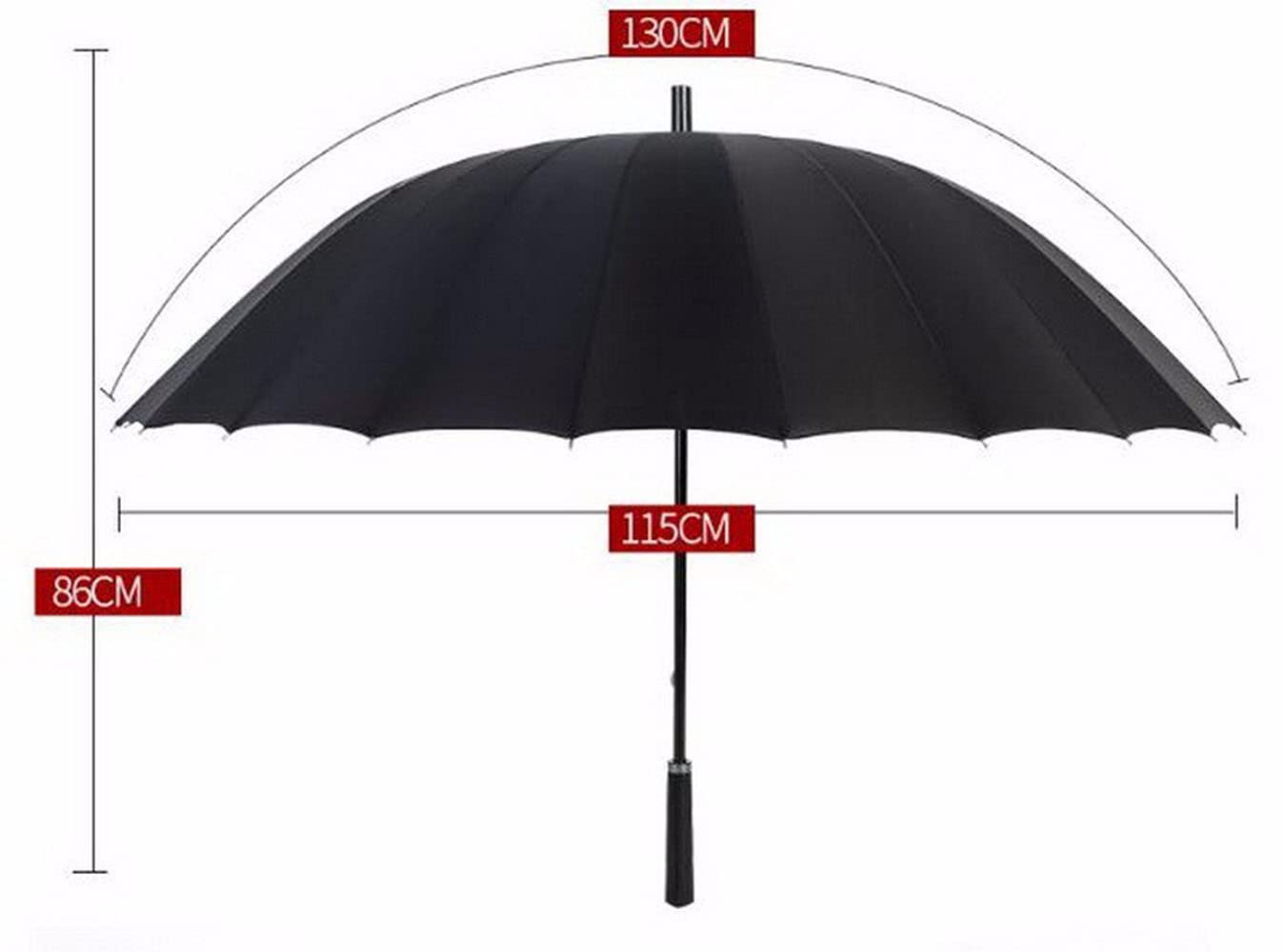 Meichoon Umbrella for Rain Fashion Large Size 24 Ribs Long Handle Straight Anti-UV Sun Windproof Stick Umbrella