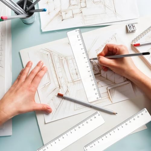 Transparentes Kunststofflineal, 5 Stück Lineal 15cm Grundschule, Bruchsicheres Lineale, Kleines Lineal, Messlineal, Flexibel Lineale, für Studenten Büro Designer Malerei