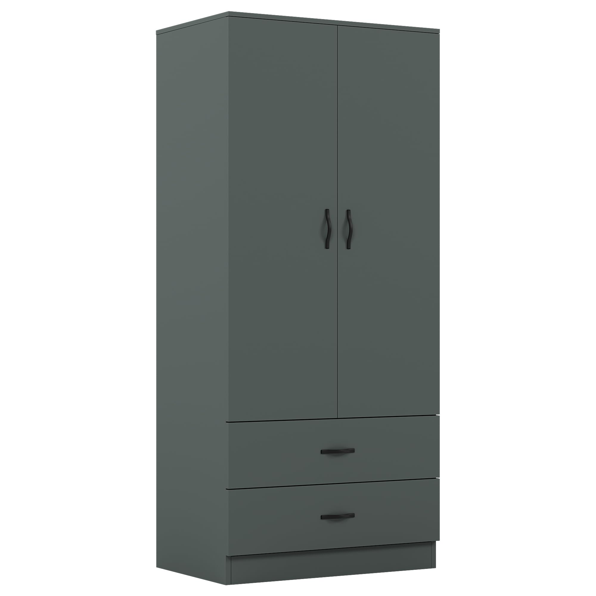 Vida Designs Riano 2 Door & 2 Drawer Wardrobe | Green | Bedroom Furniture | 170H x 76W x 53D cm | with Shelf & Hanging Rail | Large Capacity Storage