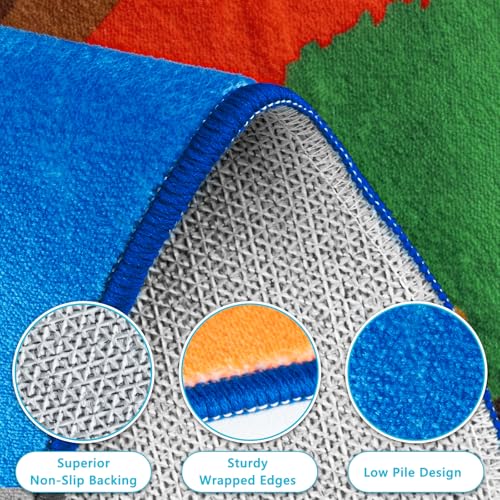 Kids Rugs for Playroom,4x6 Feet Upgrade Ultra Non Slip Area Rug, Washable Play Mat Rug Cute Animal Carpet for Classroom Toddler Nursery Kids Room Decor - Image 4