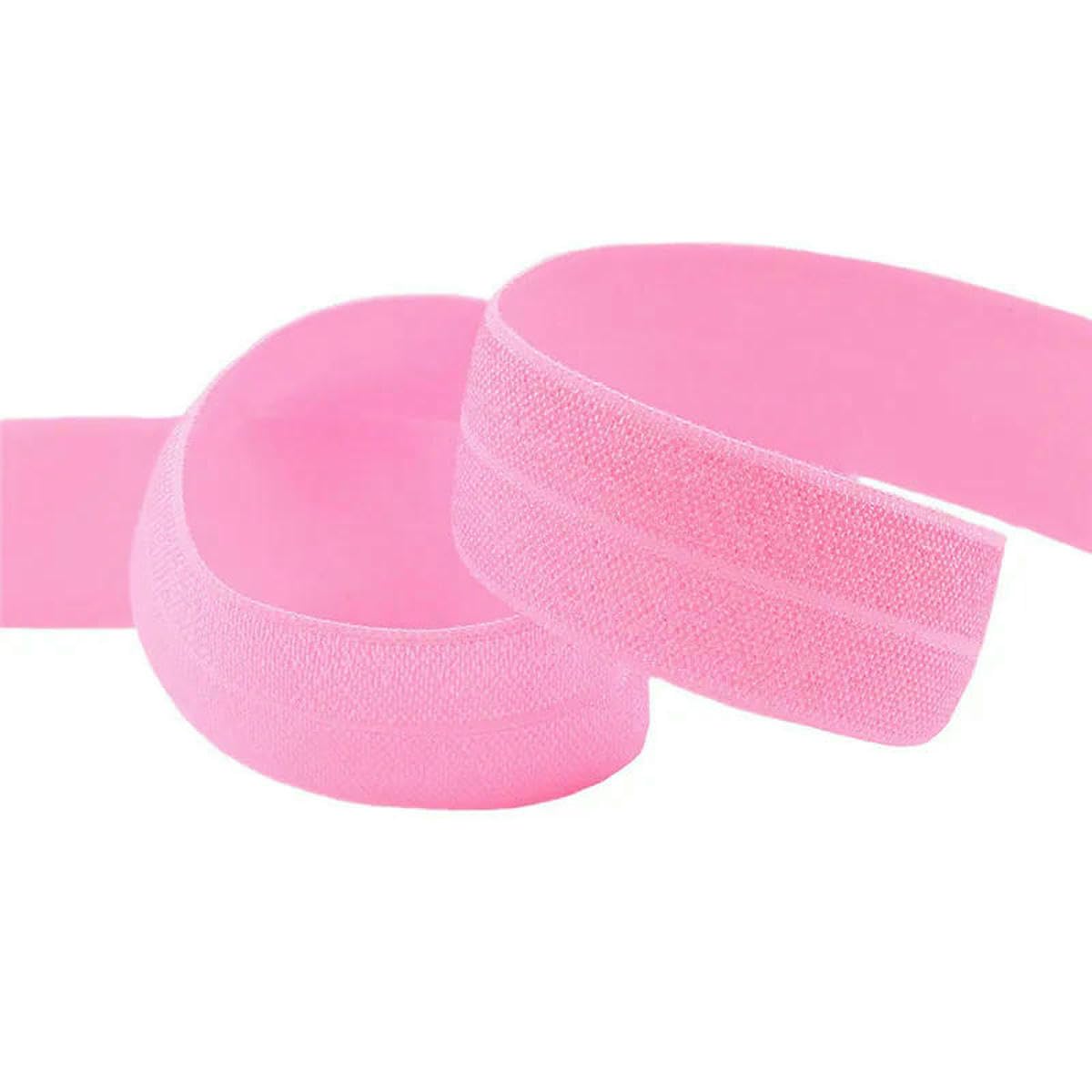 Rollo de 50 100 yardas de cinta elástica de satén de licra, brillante, de 20 mm de grosor, para doblar, para diadema, vestido, costura, color rosa perla, 100 yardas
