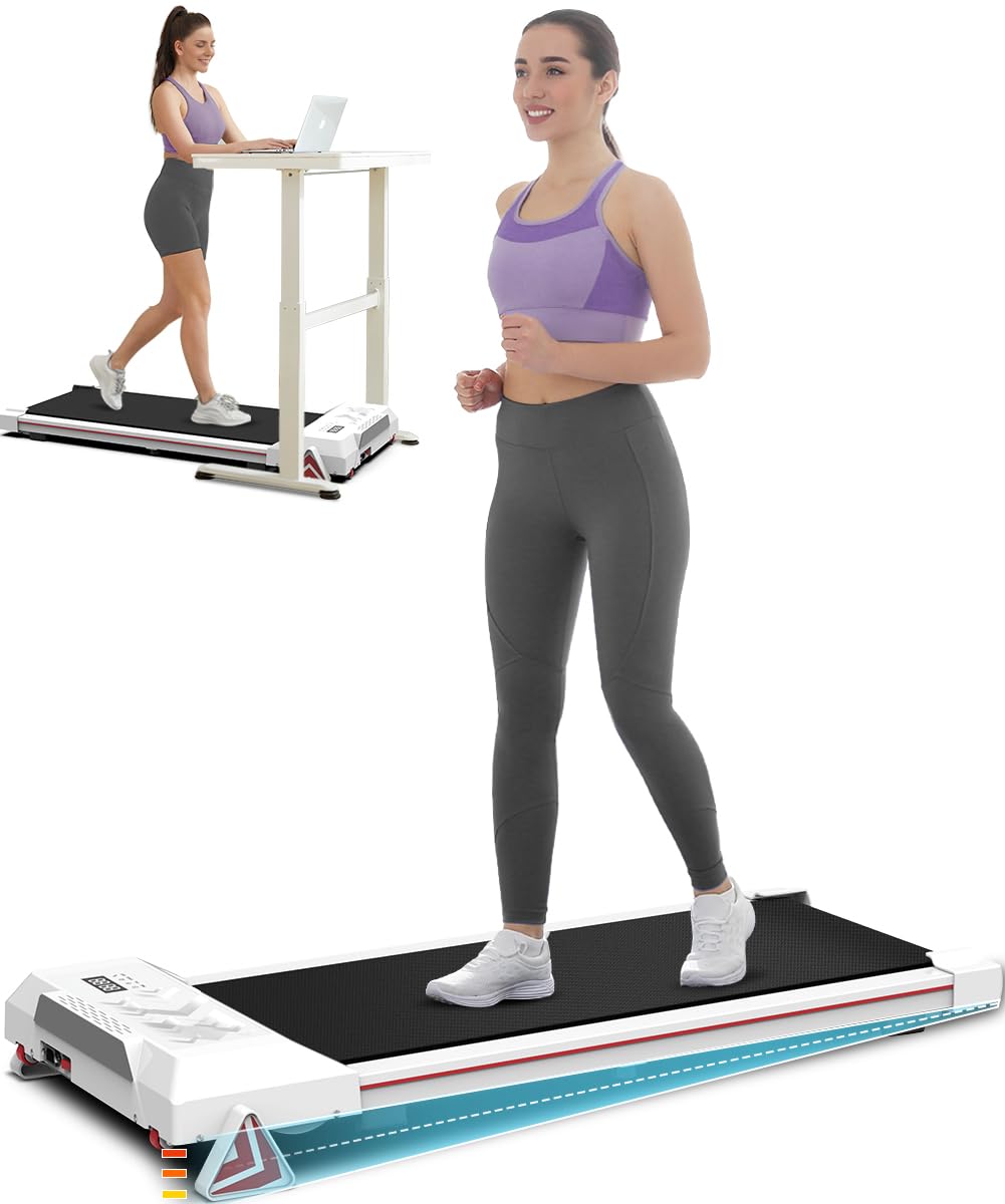 Redliro Walking Pad with Incline, Under Desk Treadmill for Home, Compact Walking Pad for Small Space, Portable Treadmill with Remote Control & Free Installation