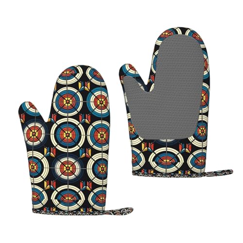 Heat Resistant Oven Mitt Archery-Target-Game Non-Slip Silicone Oven Gloves Cooking Gloves