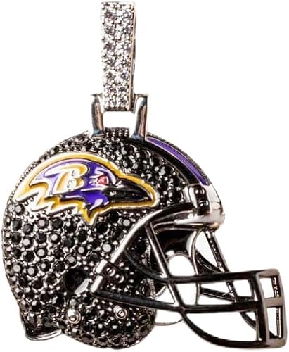 GLD Officially Licensed NFL Sports Team Helmet Pendant - Gold Plated Iced Out Fo