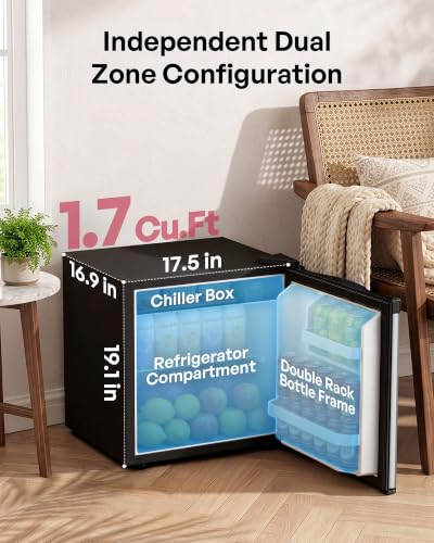 Image of Icyglee 1.7 Cu.Ft Mini Fridge with Freezer, Compact Refrigerator, Silver