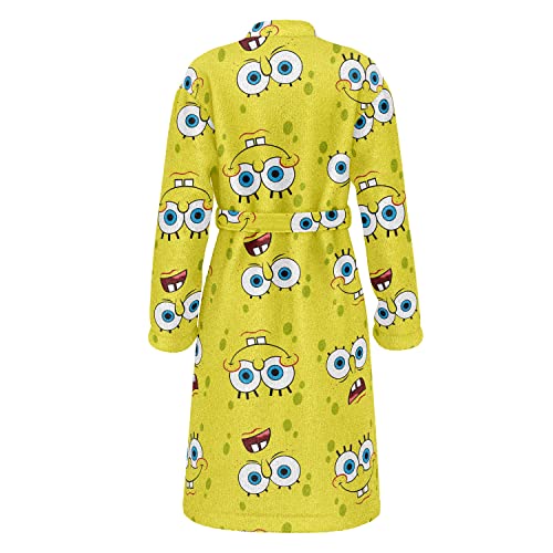 SUPER PLUSH Full-Length Long Sleeve Fleece Wrap Robe with SpongeBob Head toss design, One size Fits all2
