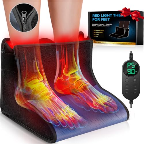 Upgraded Red Light Therapy for Feet 3 Modes, 180 Dual-Wavelength 3-in-1 Chips LEDs, Adjustable 10-90 Min Auto Timer, Foldable Infrared Foot Therapy Device for Ankle Heel Plantar Joint Muscle Relief.