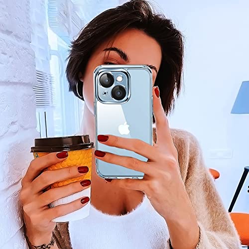 ivoler 3 in 1 Clear Funda para iPhone 14 Plus 6.7 Pulgadas con 2 Piezas Cristal Templado, [Nunca-Amarillo] [Protección Militar] [Protección de Cámara] Transparente Anti-Choque Carcasa Protectora