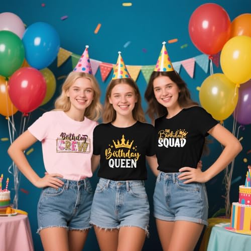 Women Birthday Shirts Cute Happy Birthday Queen T-Shirts B-Day Party Crew Squad Tee Tops3