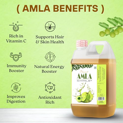 Image of Dhanvi Amla Ginger Syrup - 1 Litre | Gooseberry Awla Sharbat for Daily Use
