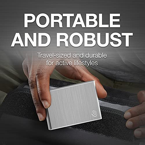 Image of Seagate One Touch 2TB External SSD up to 1030 Mb /s, for Windows and Mac, with Android App, 3 yr Data Recovery Services, Portable SSD Silver, 6 Month Mylio Create (STKG2000401)