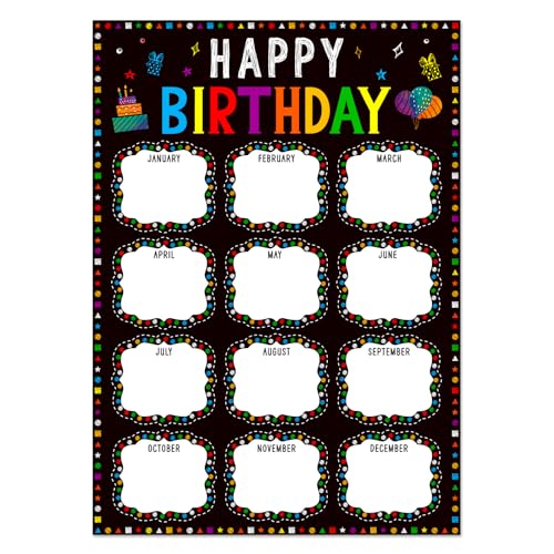 Fsaoor Happy Birthday Chart Poster for Classroom - Confetti Birthday Calendar Class Birthday Chart Posters for Bulletin Board Decorations Back To School Teacher Supplies