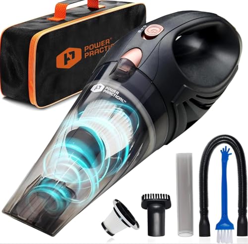 Power Practical Handheld Cordless Vacuum Cleaner, Rechargeable Portable Car Vacuums W/Strong Suction, Bag & Attachments, Small Vac Cleaner for Car, Couch, Home, Car Suction Cleaner, aspiradora de mano