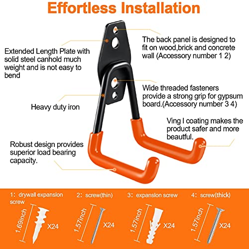Hupbipy 12 Pack Garage Hooks Heavy Duty,Utility Steel Garage Storage Hooks,Wall Mount Garage Hanger&Organizer For Organizing Power Tools,Ladders,Bulk Items,Bikes,Ropes And More Equipment #TOP2