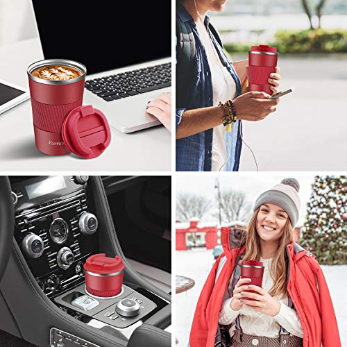 Farruto Tazas de viaje – Tazas de café reutilizables de acero inoxidable con taza de silicona, 100% a prueba de fugas… - Imagen 8