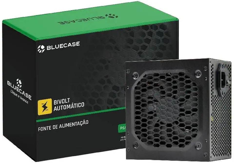 Fonte de Alimentação BlueCase PS/2 600W, ATX, PFC Ativo, C/Cabo, C/Caixa, Preto -BLU600-ATPS2