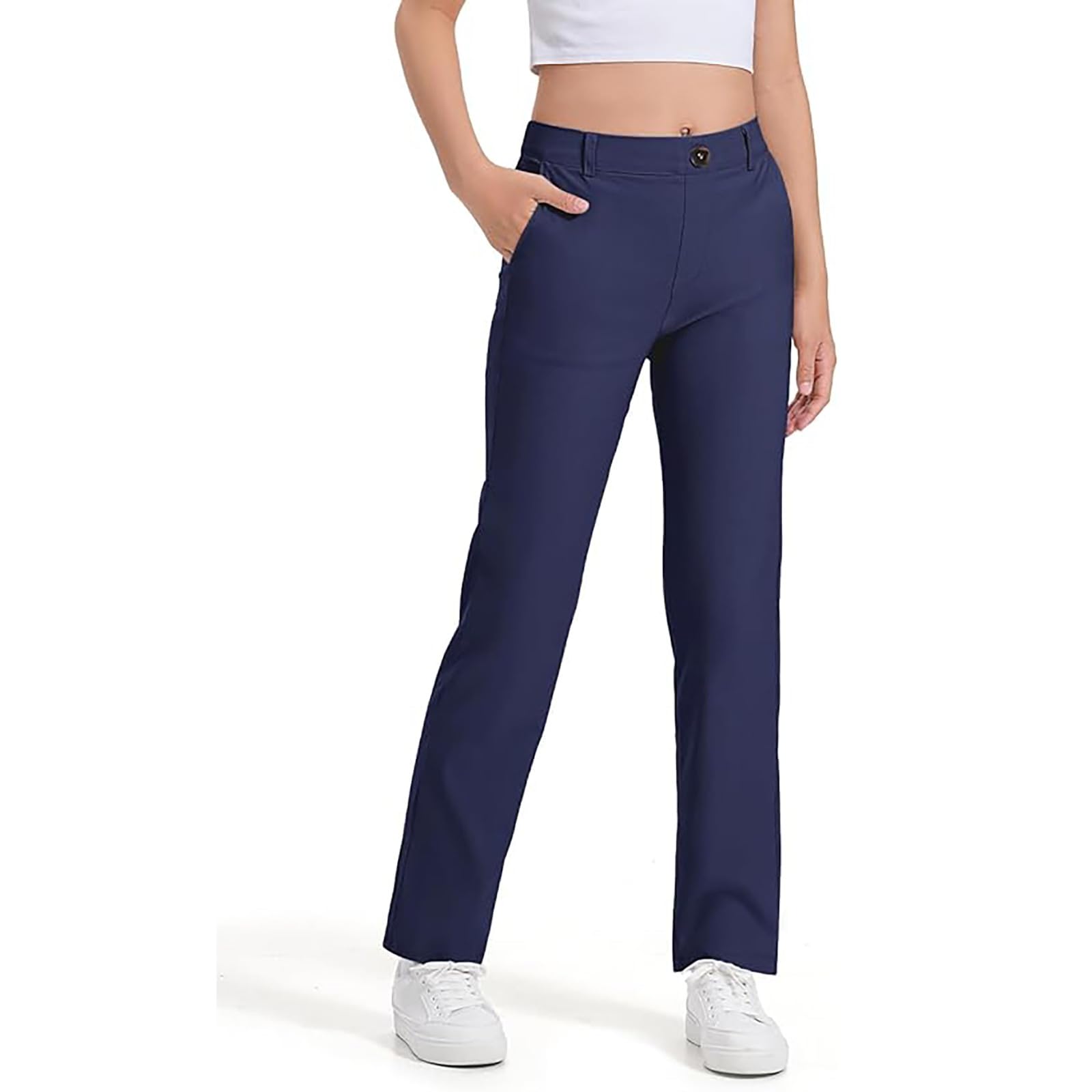 Pantalones deportivos para niñas, pantalones de vestir para niños, de alta elasticidad, con bolsillos, talla 5 y 14 años