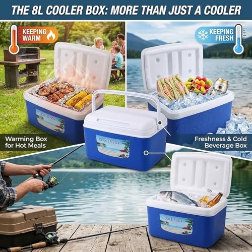 Glacière portable 8 L isolante bleue compacte haute résistance