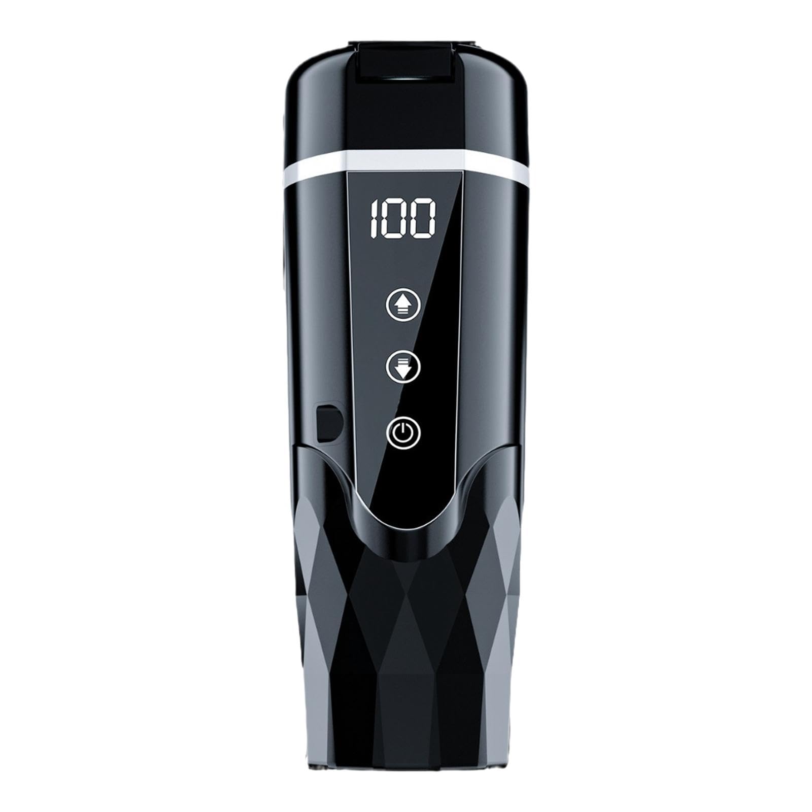 Taza Calefactable para Coche con Tapa Hermética Vaso Térmico Portátil Termo Eléctrico de Acero Inoxidable Pantalla Adecuada para Viajes Oficina Ca, Negro, Individual