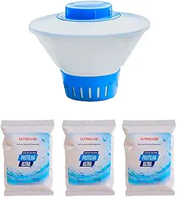 Clorador Com 3 pastilhas Margarida Flutuante Para Piscina Vinil e Intex| Suporte Para Pastilha De Cloro Com 3 Pastilhas Para Piscina | Bóia De Cloro Para Piscina