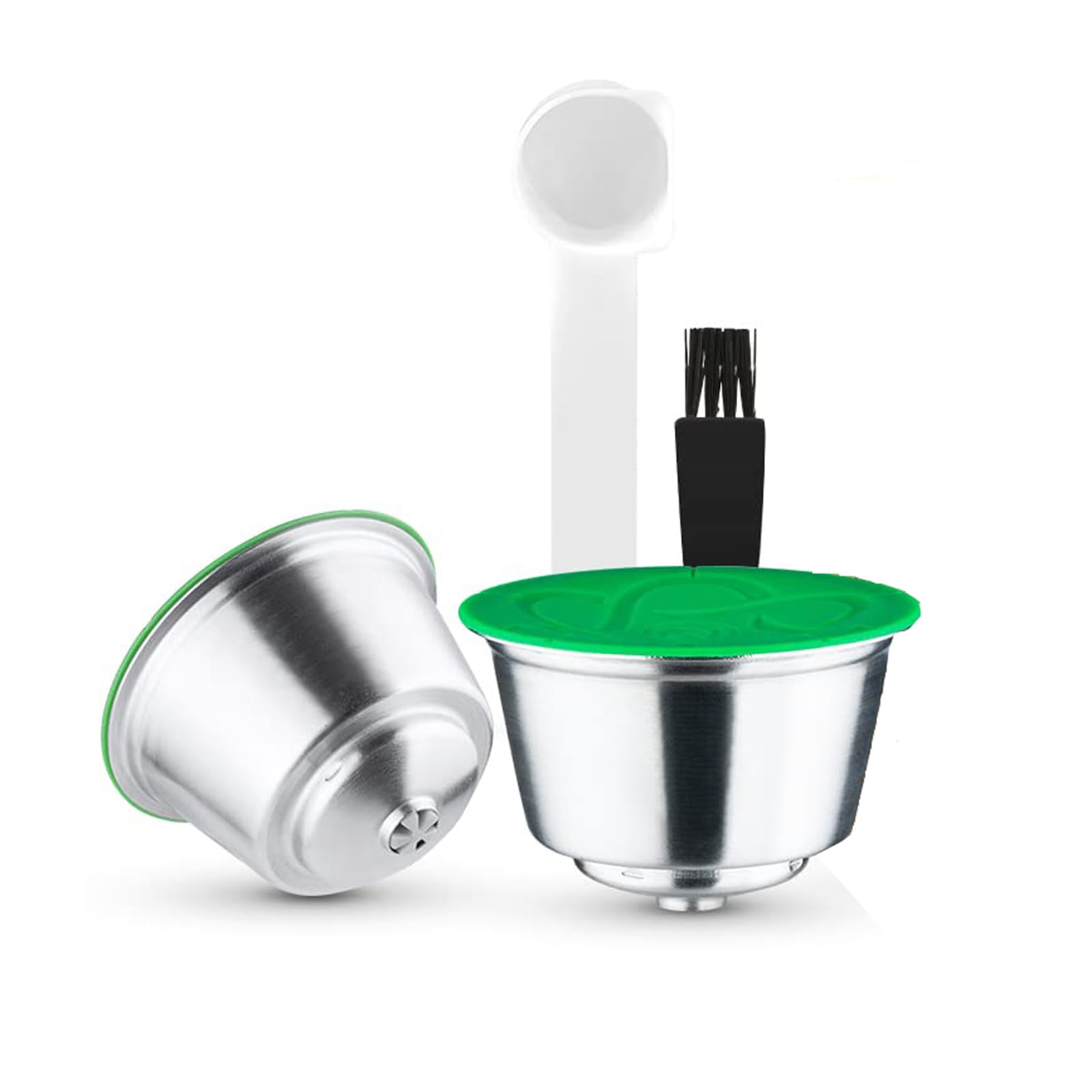 Capsules rechargeables Filtres à dosettes de café réutilisables compatibles avec les brasseurs Dolce Gusto avec cuillère et brosse (2 cápsulas)