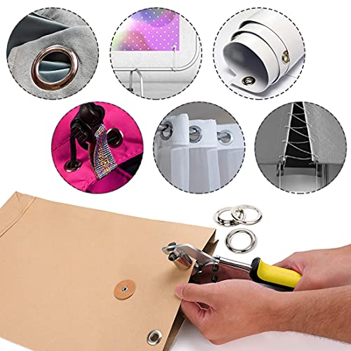 Preciva Grommet Tool Kit, Portable Handheld Hole Punch Pliers Grommet Kit, Hand Press Machine Manual Puncher With 500Pcs Silver Grommets Of 3/8 Inch (10Mm) #TOP6