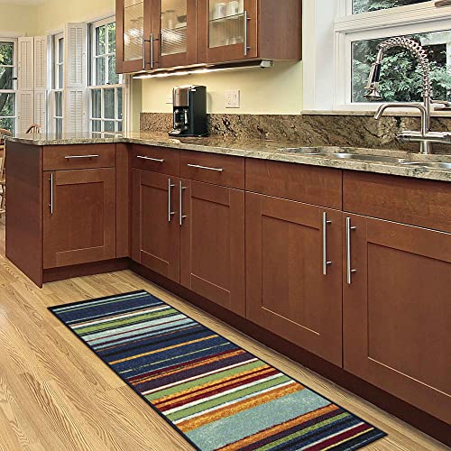 Machine Washable Vintage Striped Design Non-Slip Rubberback 2X5 Traditional Runner Rug For Hallway, Kitchen, Bedroom, Entryway, 20" X 59", Multicolor #TOP1