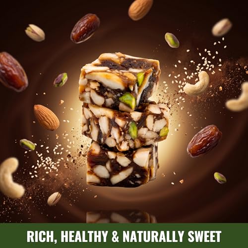 Image of Golden Leaves Date Bites | Dates Barfi Made with Dates, Pista, Cashews, Almonds, Pure Ghee, Pistachios & Mixed Seeds I Dry Fruits Nuts, Healthy Snacks Sweets, Gluten Free, No Added Sugar Instant Energy Snack for Kids & Adults (200g (Pack of 2))