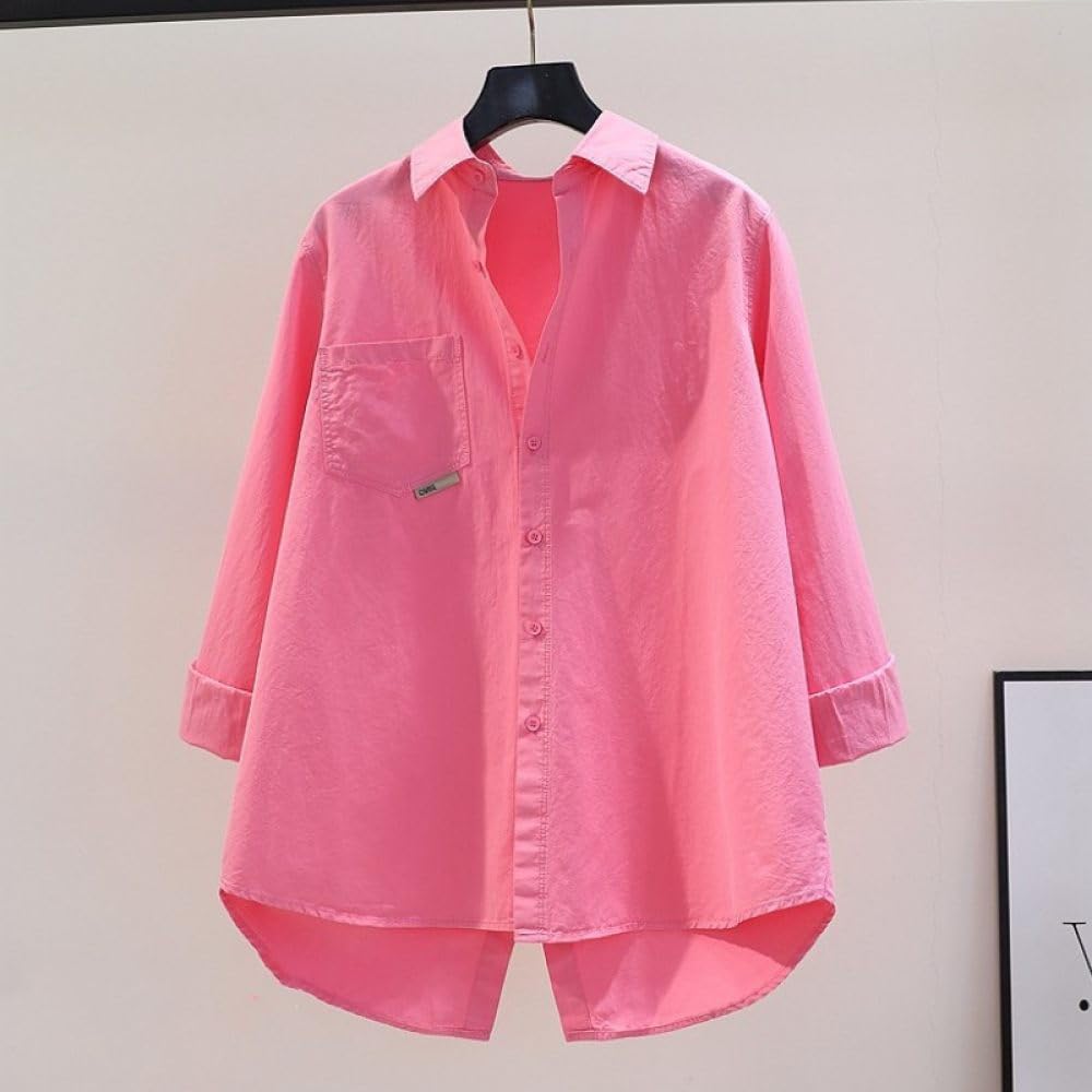 BROLEO Damen Oberteile,Damen-Leinenbluse, Übergroße Sommer-Langarmhemden, V-Ausschnitt-Oberteile, Elegante Bluse, T-Shirt-Jacke, Lockere Bluse, Tunika, Sweatshirt-Oberteile Für Frauen