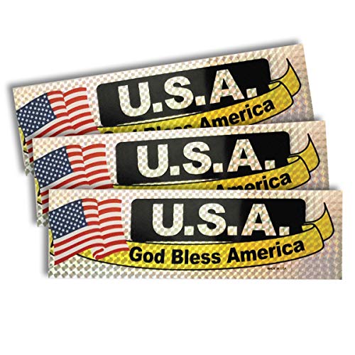 Prismatix Patriotic Sticker - American Flag with Bright Colors - Long Lasting Bumper Stickers for Cars - Refrigerator and Car Decals - Fridge Decal - Made in USA (3" x 10", GBA Bumper Sticker) 3 Pack