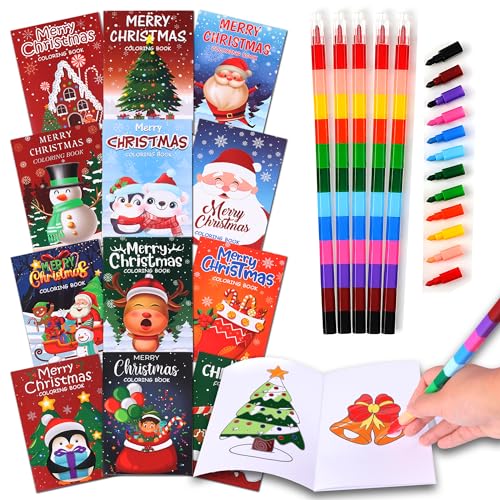 48Pcs Christmas Coloring Book for Kids with Crayons,...