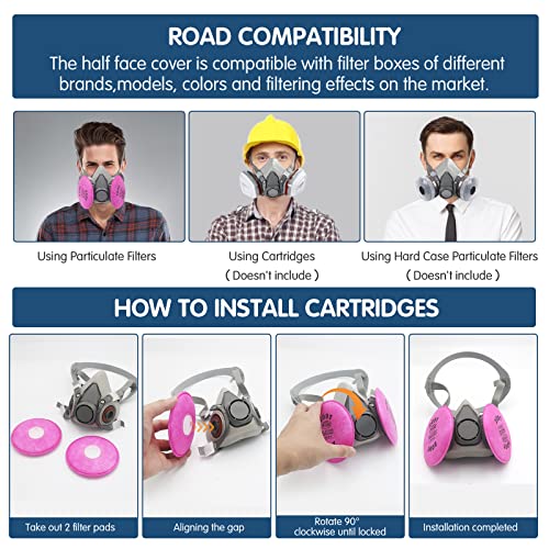 Ayybf Reusable Half Face Cover,And 607 Reusable Filter Sponge ,Used For Painting, Dust , Mechanical Polishing And Other Work Protection (Medium) #TOP3