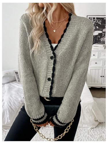 Milumia Women's Color Block Cardigan Sweaters Long Sleeve Button Open Front Cardigans4