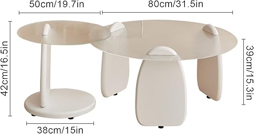 Miniatura 6 de HM&DX Mesa de centro de vidrio templado transparente, mesa auxiliar redonda moderna con base gruesa, mesa de té pequeña de vidrio para sala de Negro